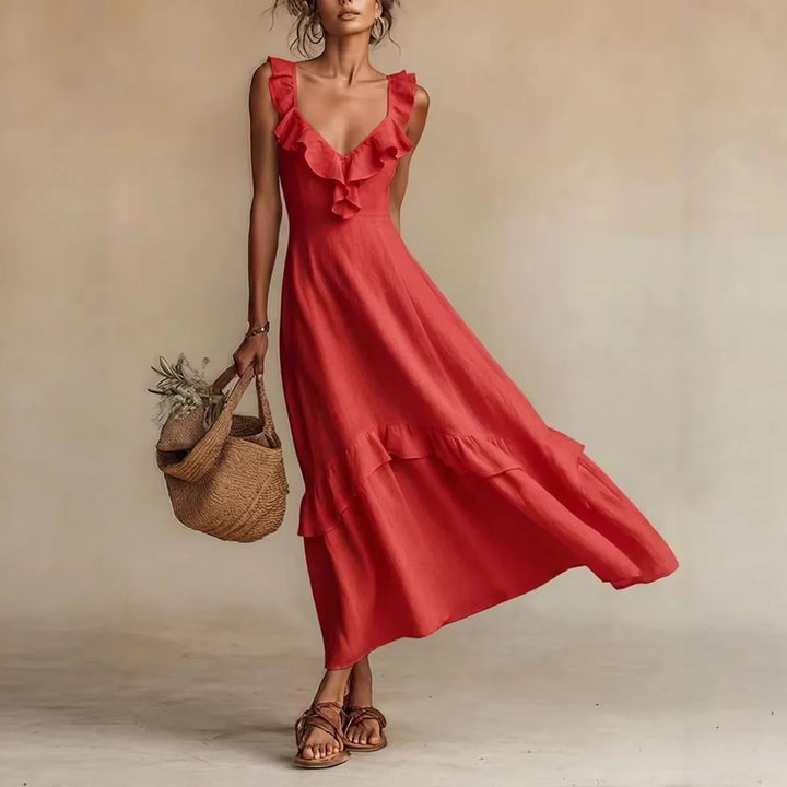 Zarelle Flowing Ruffle Maxi Dress
