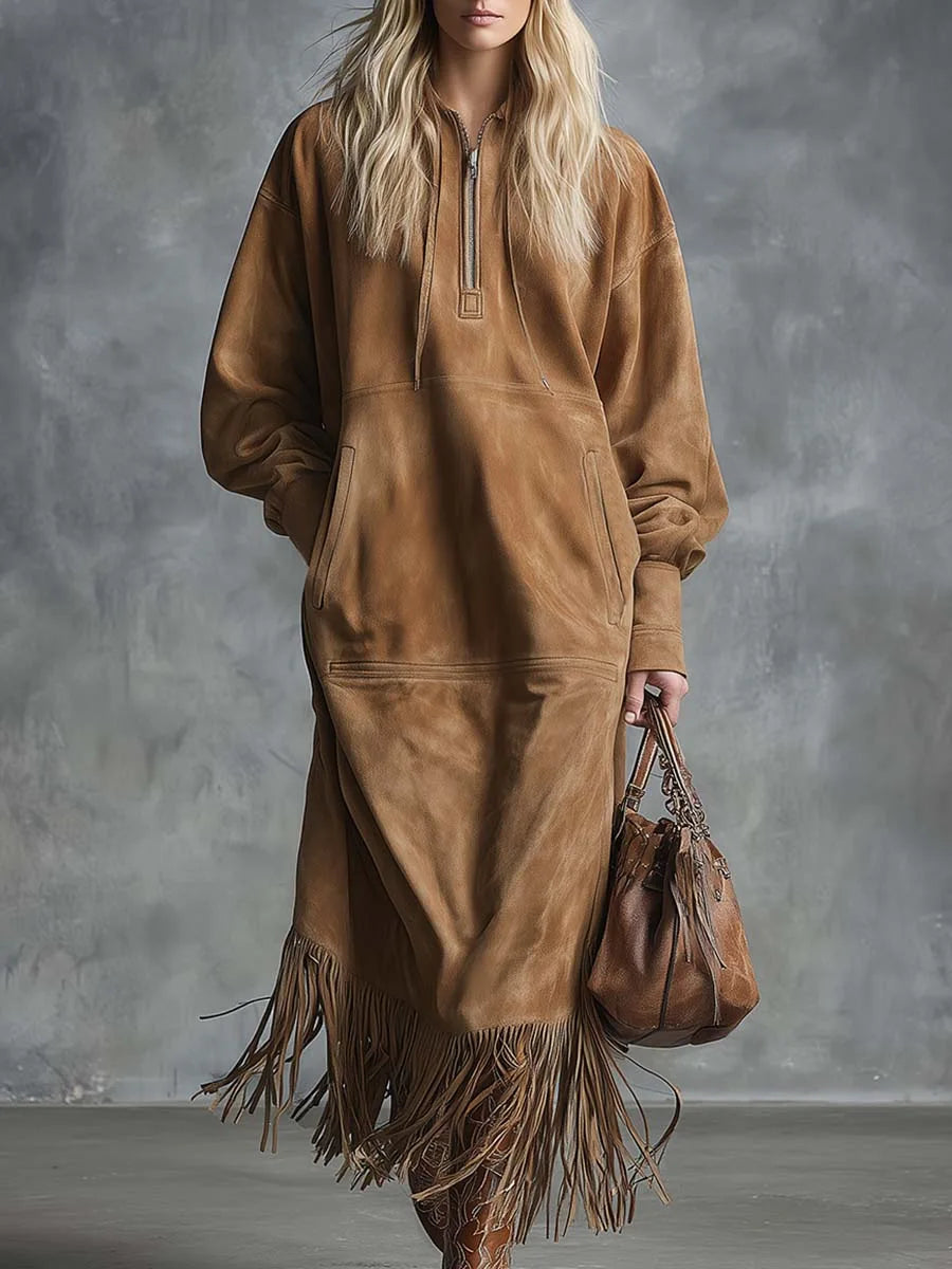 Sierra Faux Suede Fringe Dress