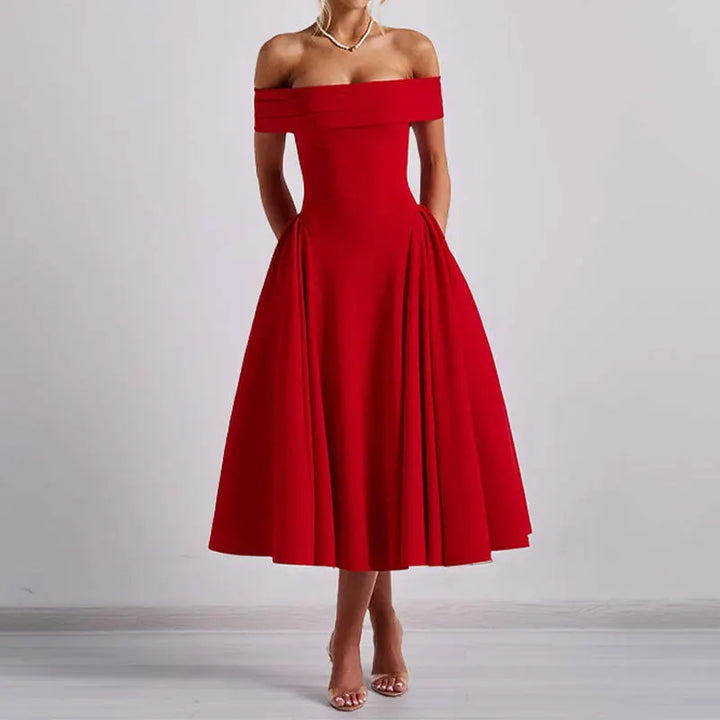 Tacia Off Shoulder Wedding Guest Dress