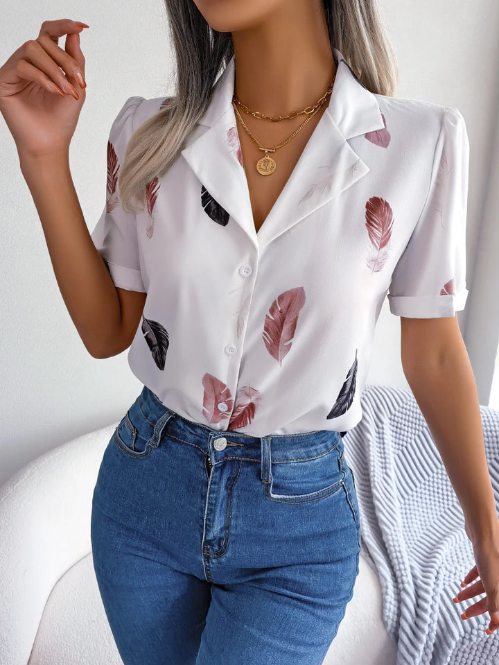Sandra Feather Print Blouse
