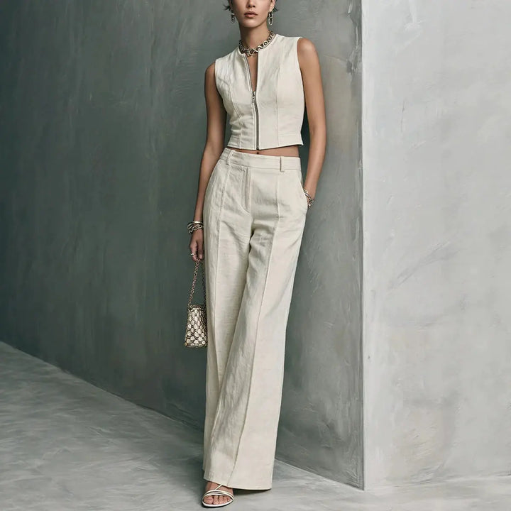 Belle Zip Front Trouser Set