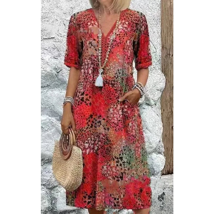Delaney Boho Printed Midi Dress