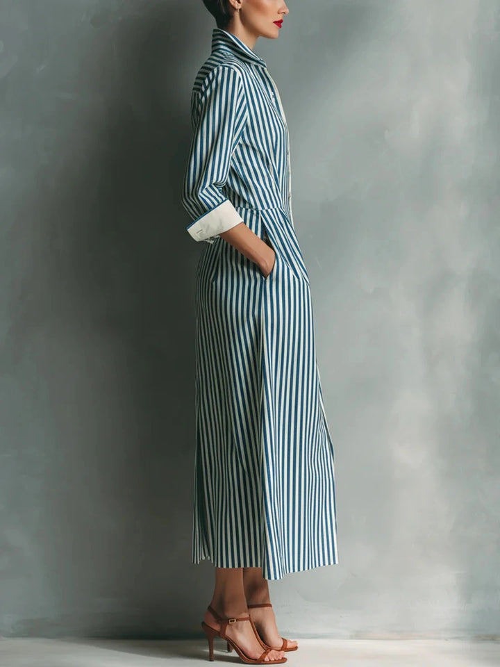 Meredith Striped Shirt Midi Dress