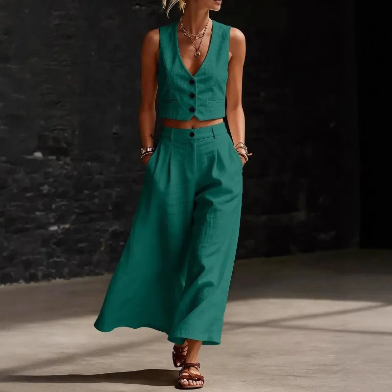 Danica Linen Blend Two Piece Set