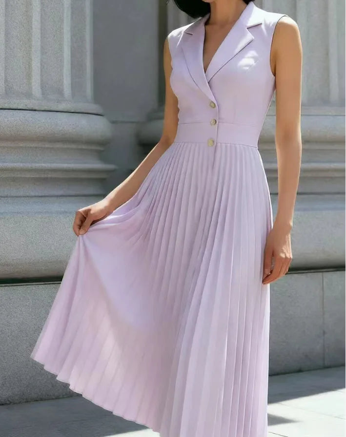 Genevieve Elegant Pleated Midi Dress