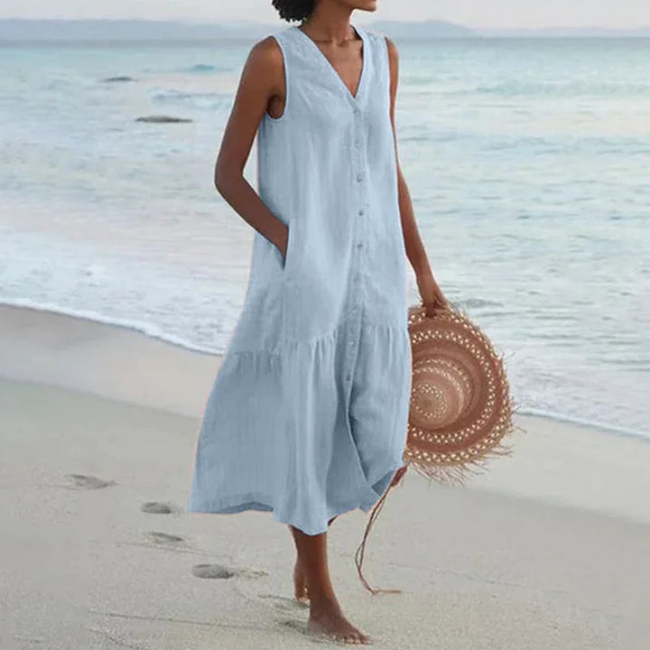 Rosaline Relaxed V Neck Midi Dress