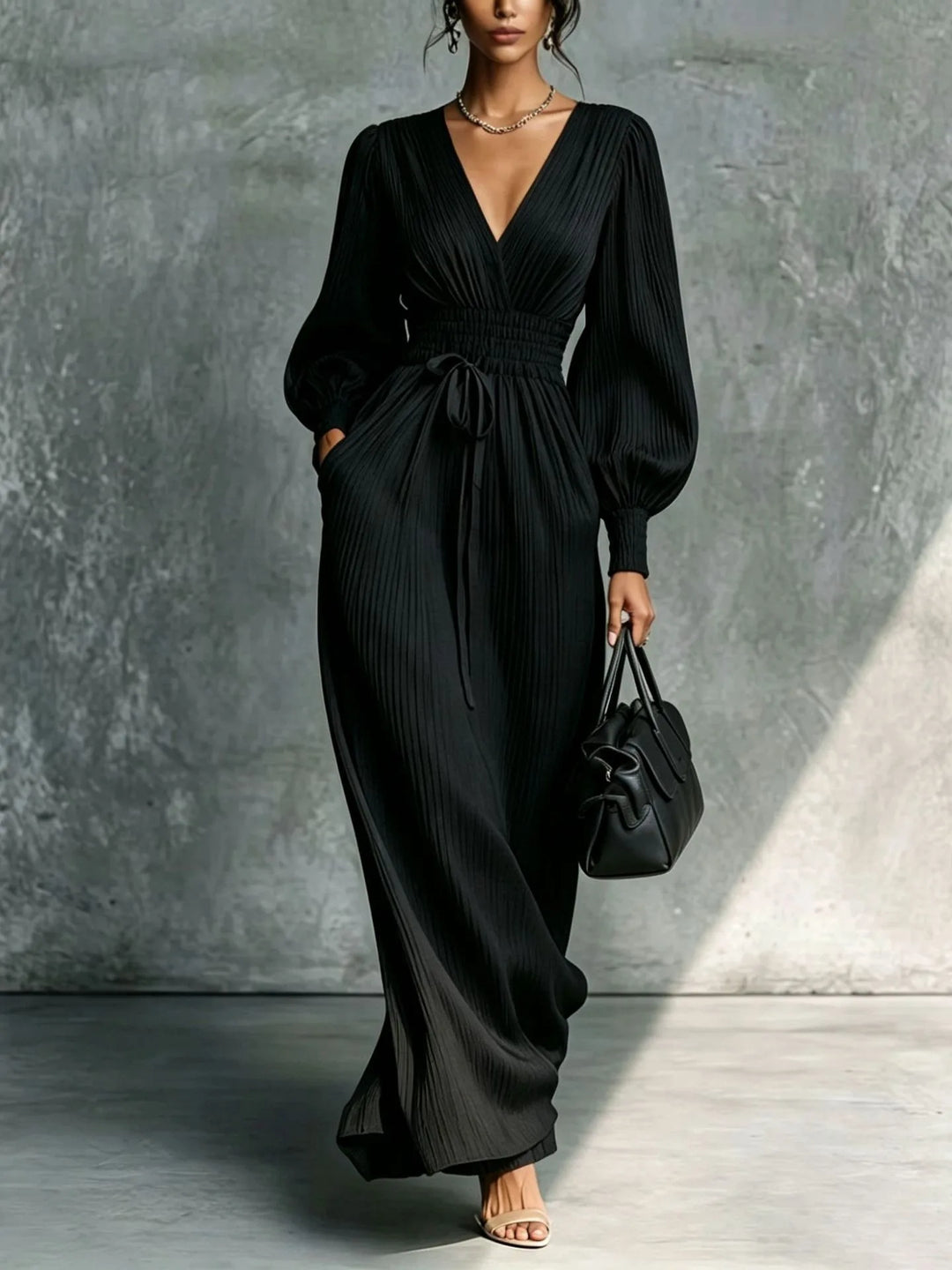 Seraphina Deep V Neck Maxi Dress