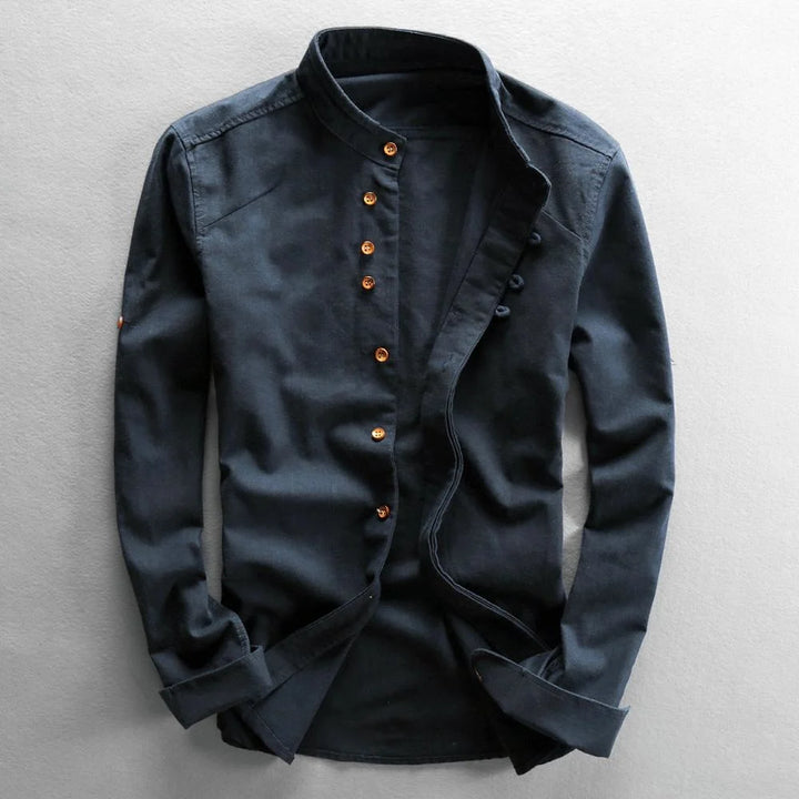 Trenton Slim Fit Linen Henley Shirt