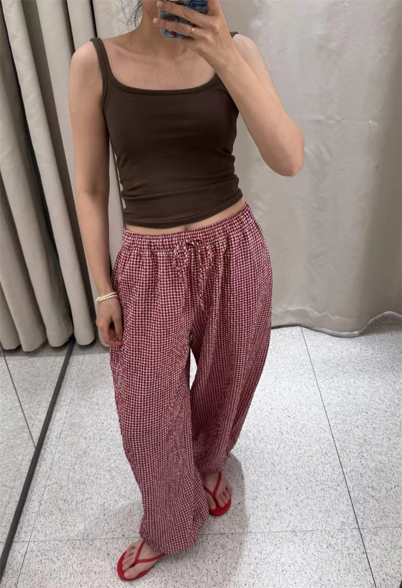 Kaydence Plaid Lantern Trousers