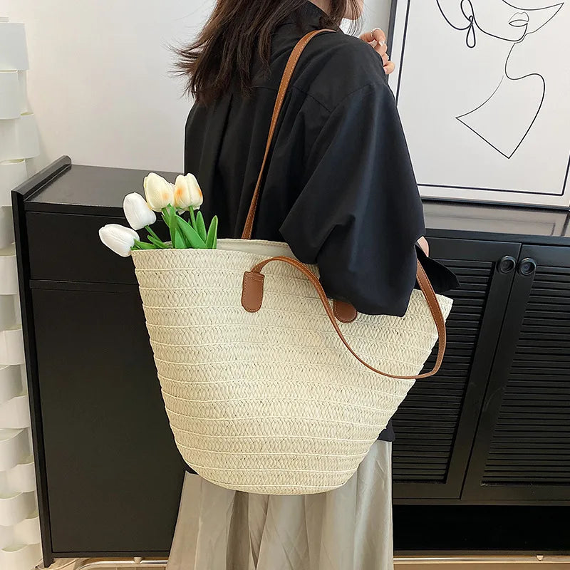 Sia Straw Woven Shoulder Bag