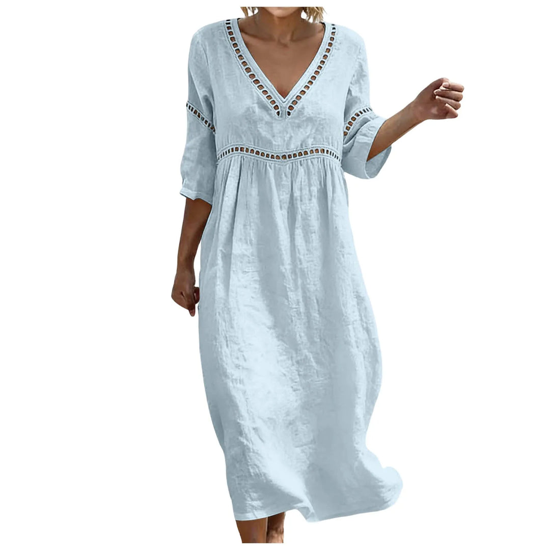 Avery Embellished V Neck Boho Maxi Dress