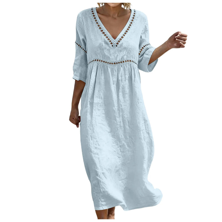 Avery Embellished V Neck Boho Maxi Dress