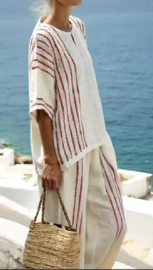 Isadora Striped Linen Two-Piece Set