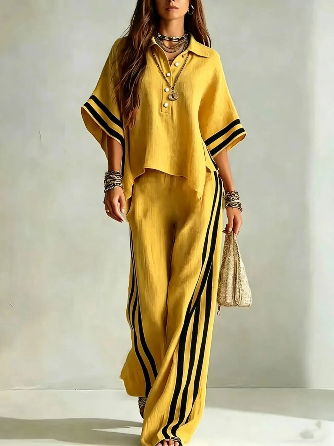 Marlena Striped Wide Leg Pant Set