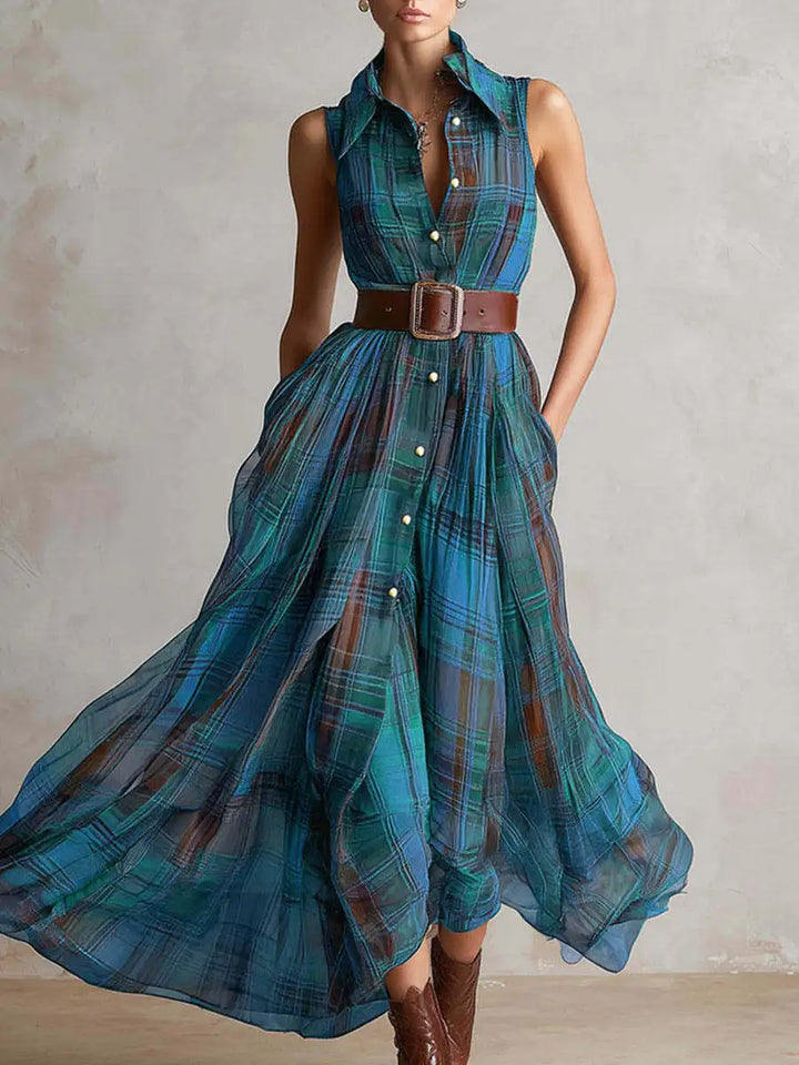 Evangeline Plaid Bohemian Maxi Dress