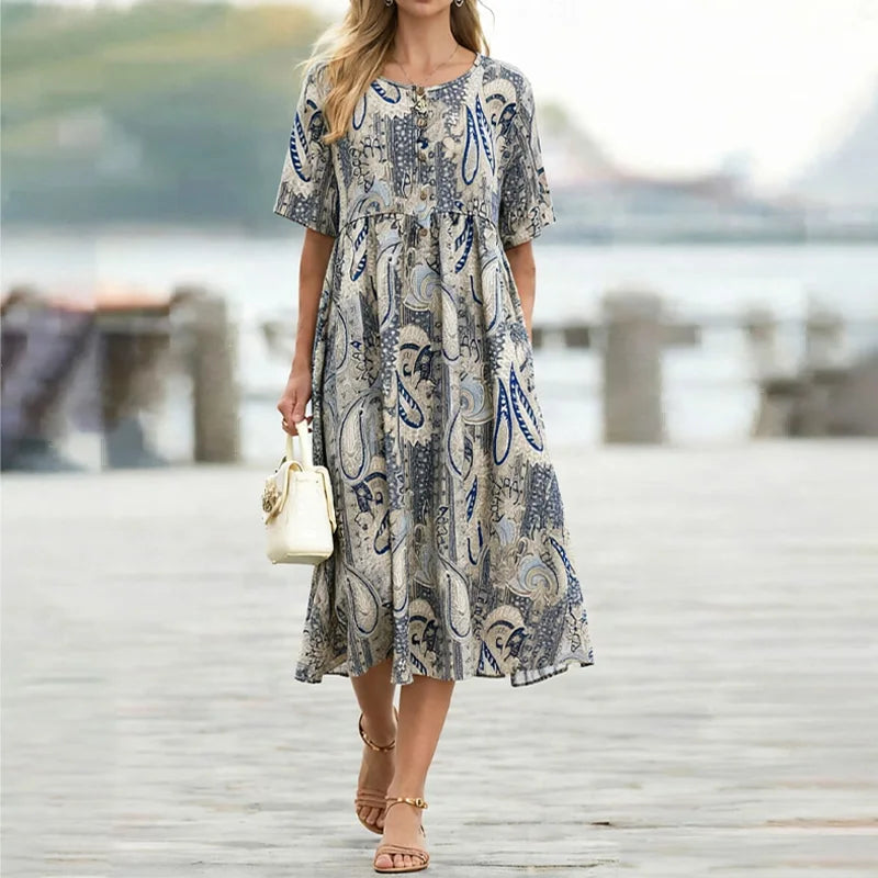 Adrienna Elegant Floral Midi Dress