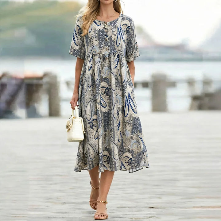 Adrienna Elegant Floral Midi Dress