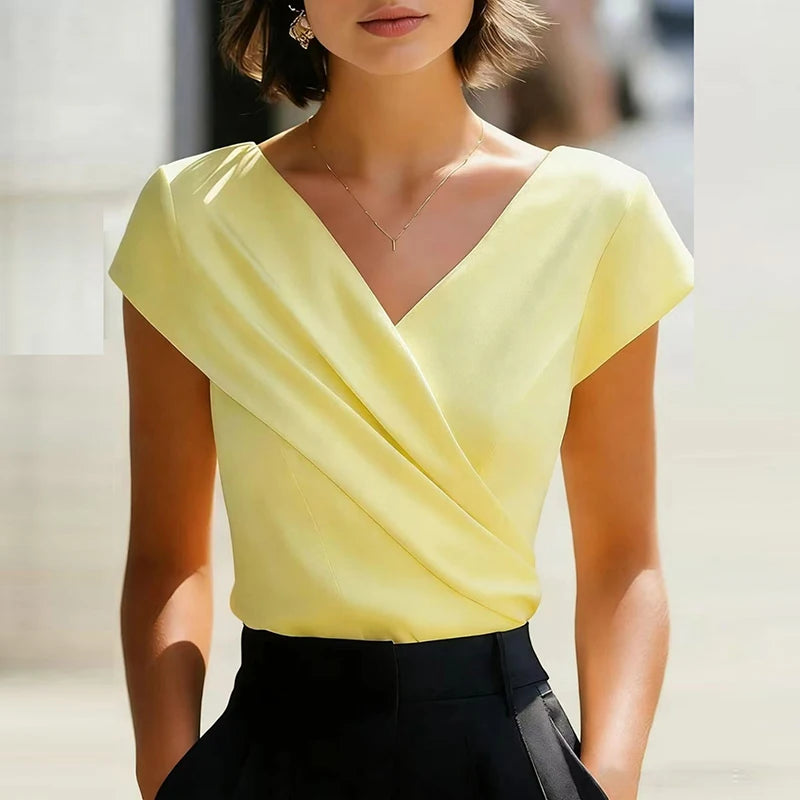 Viviana Wrap Front V Neck Blouse