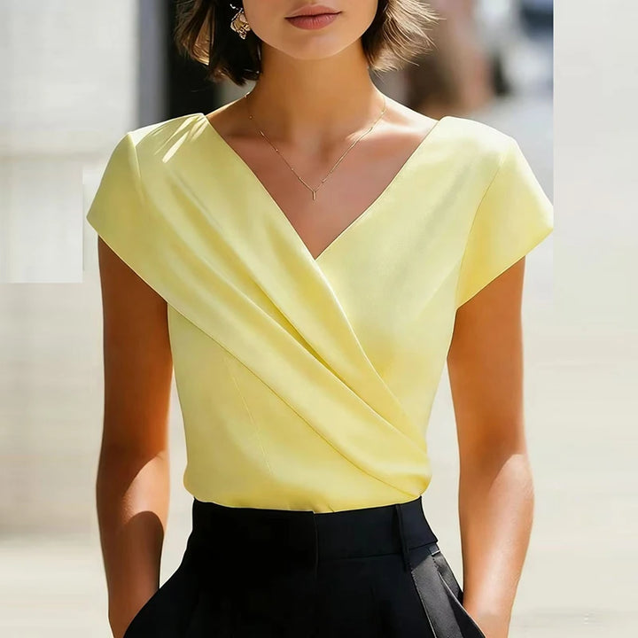 Viviana Wrap Front V Neck Blouse