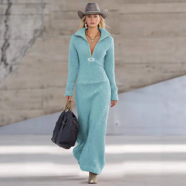 Helena Half Zip Fleece Maxi Dress