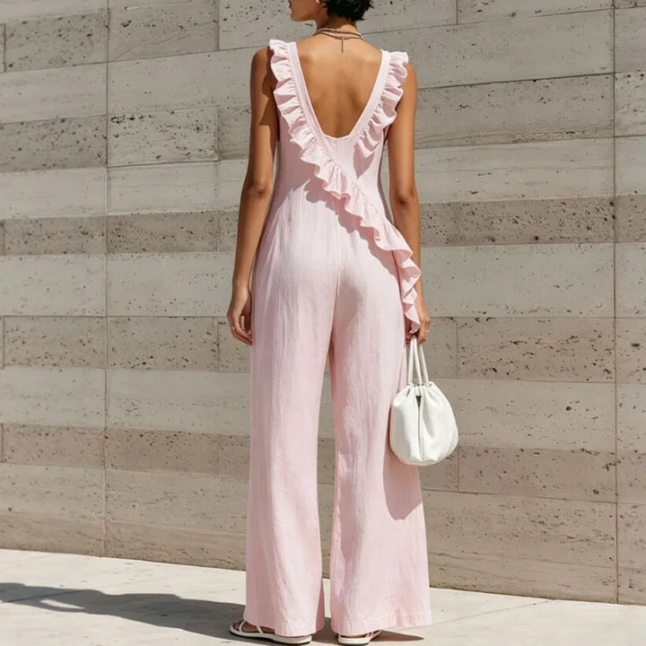 Angela Ruffle Trim Jumpsuit
