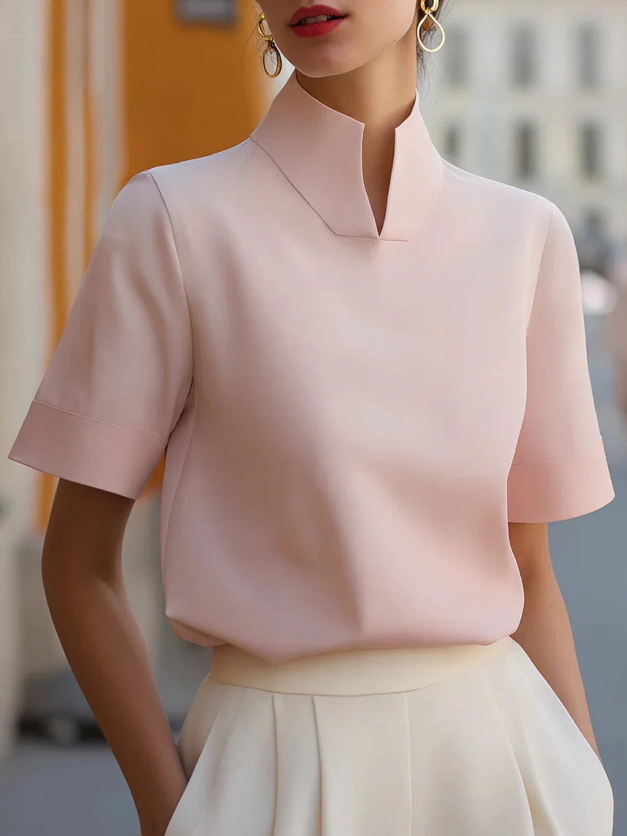 Natalie Structured Stand Collar Blouse