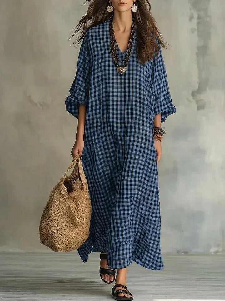 Marlowe Relaxed Plaid Maxi Dress