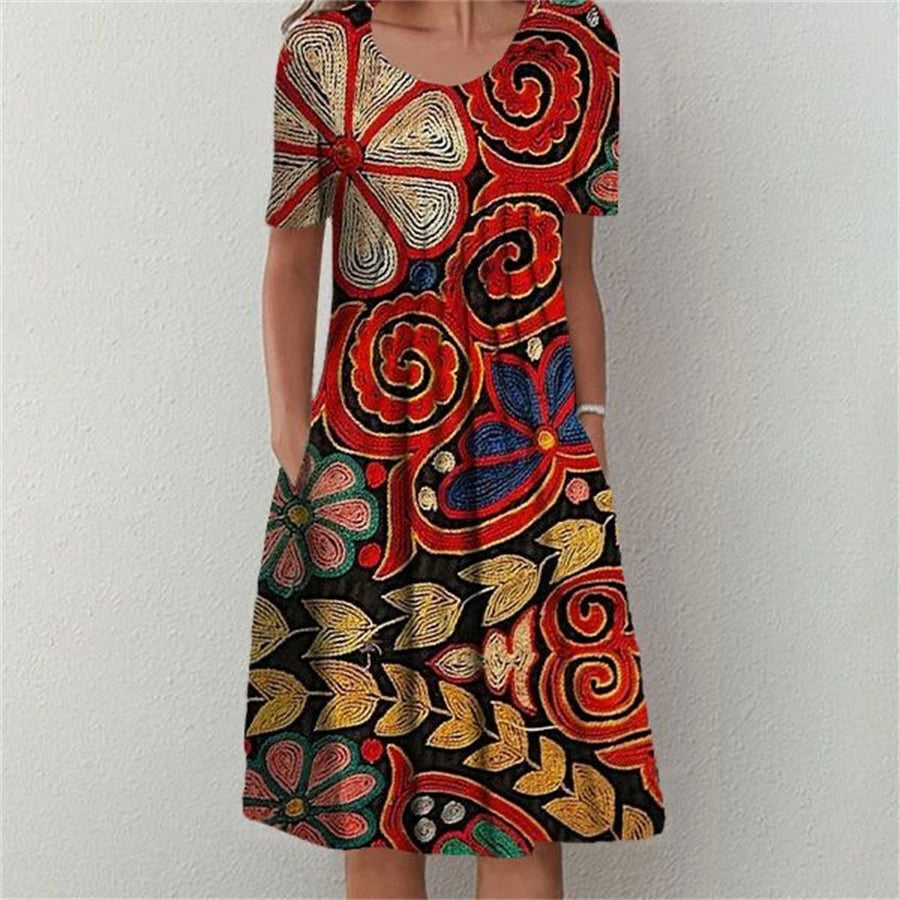 Felicity Floral Short Sleeve Midi Dress