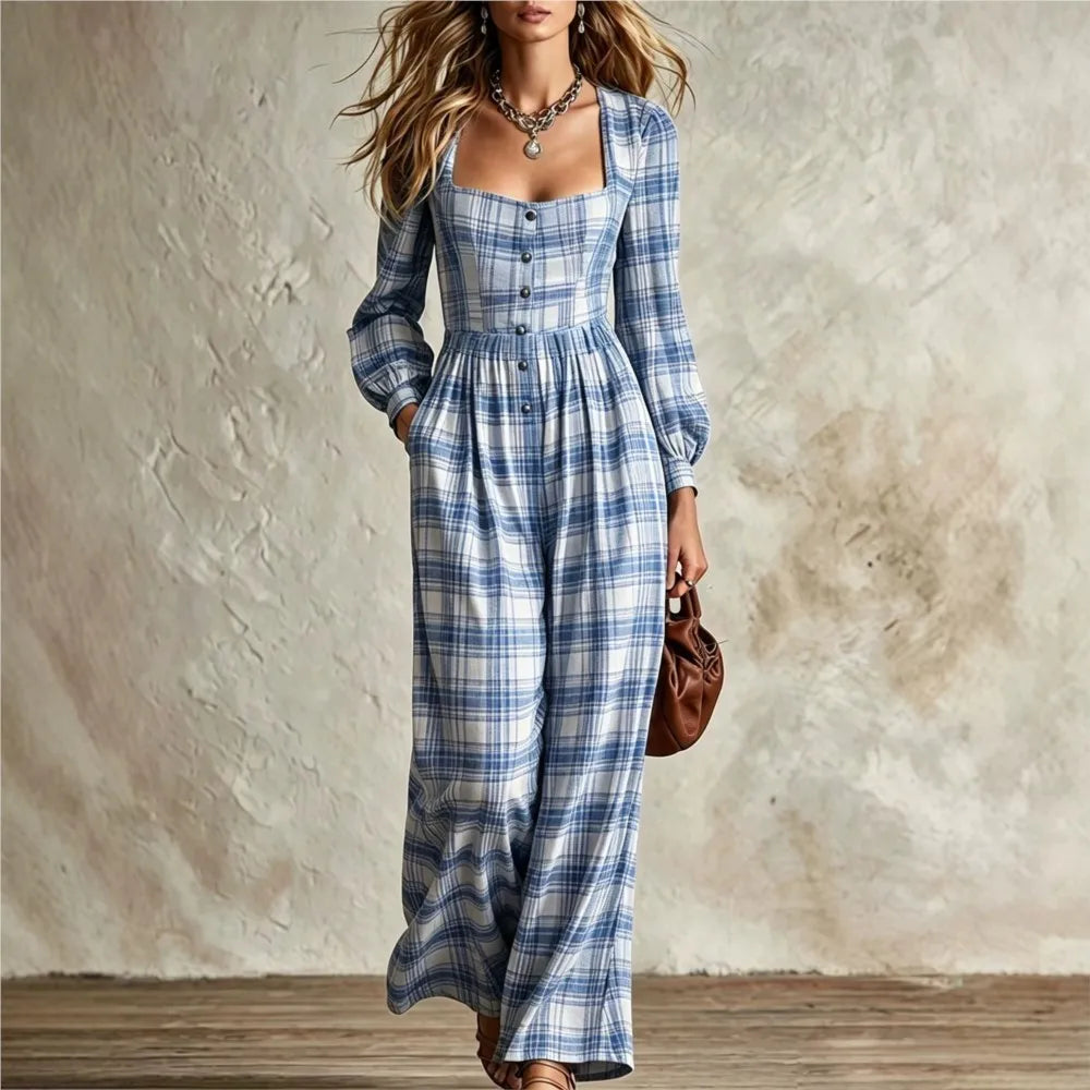 Rosalind Plaid Wide Leg Jumpsuit
