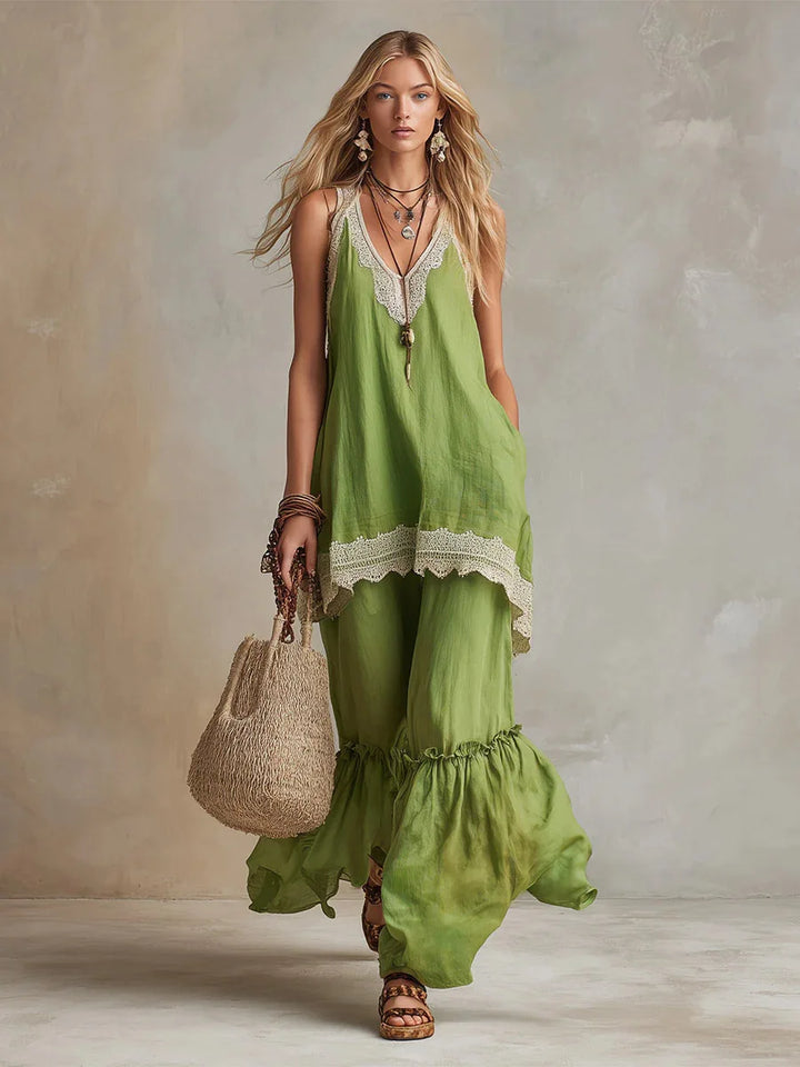 Vangie Ruffle Hem Two Piece Set