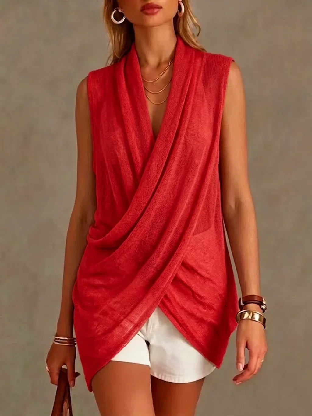 Darcy Casual Drape V Neck Matching Set