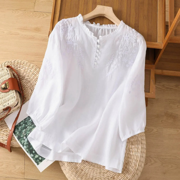 Elise Floral Button-Front Blouse