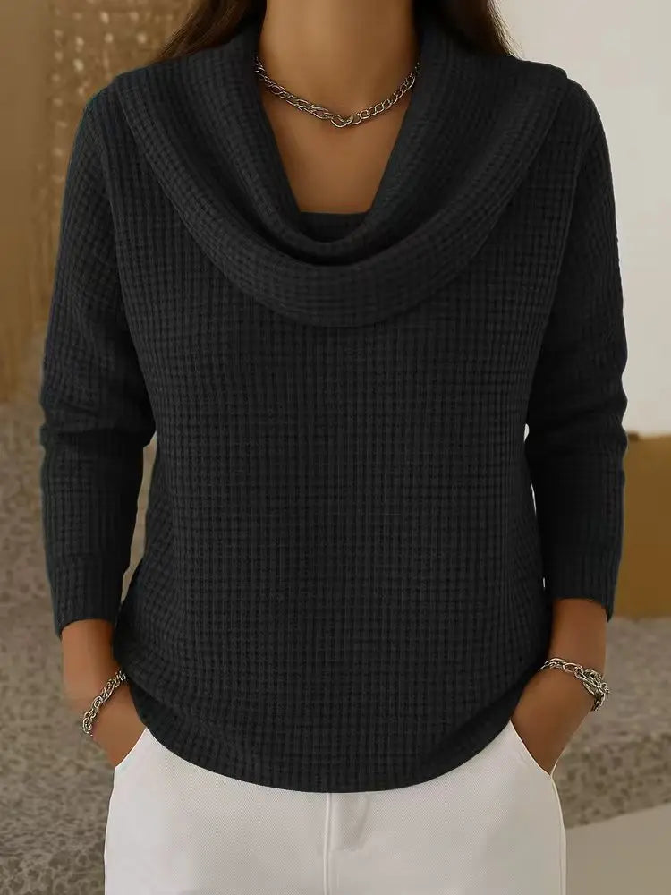 Juniper Cowl Neck Waffle Top