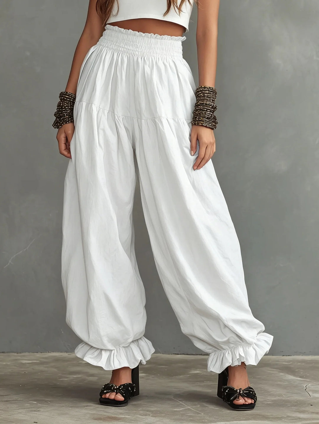 Vienna Elastic Waist Wide Leg Trousers