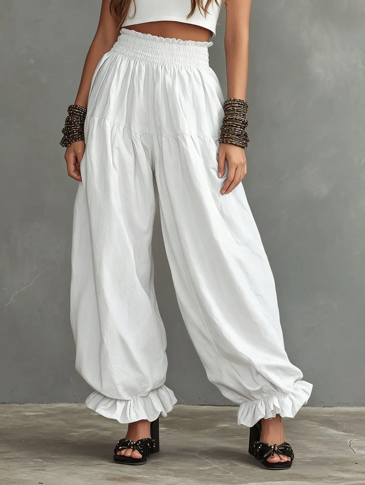 Vienna Elastic Waist Wide Leg Trousers