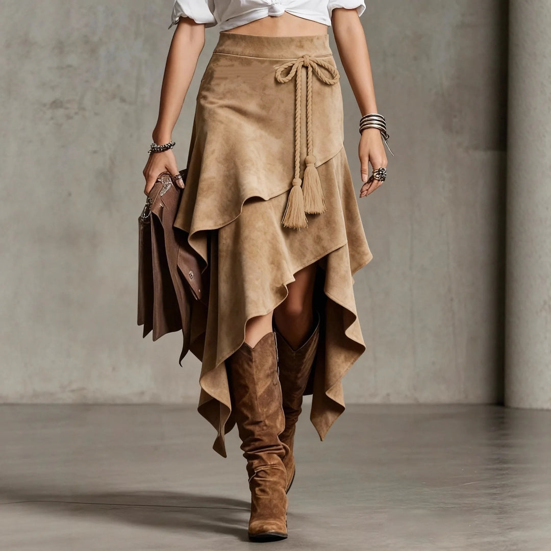 Mirabelle Asymmetrical Suede Skirt