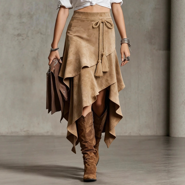 Mirabelle Asymmetrical Suede Skirt