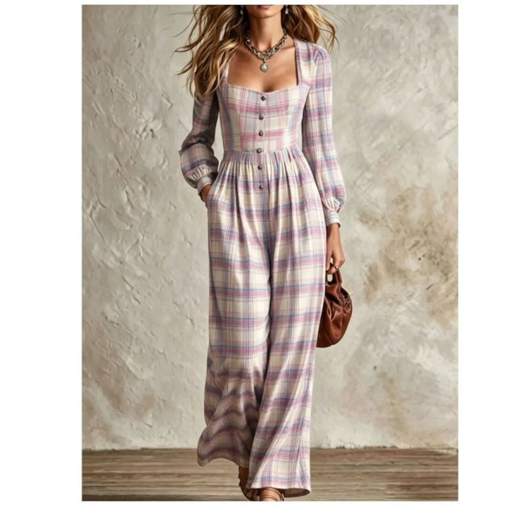 Rosalind Plaid Wide Leg Jumpsuit