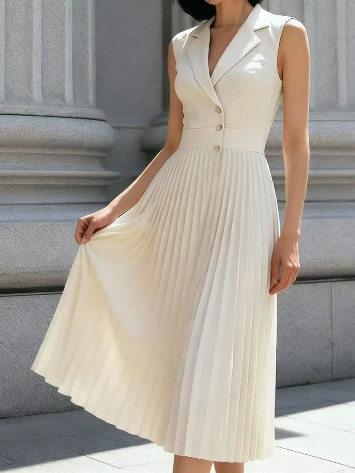 Genevieve Elegant Pleated Midi Dress