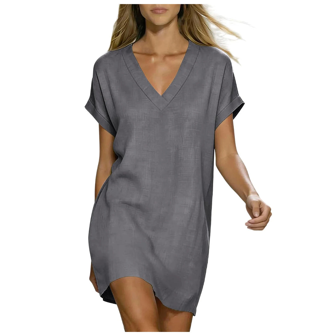 Lana V Neck Linen Shirt Dress