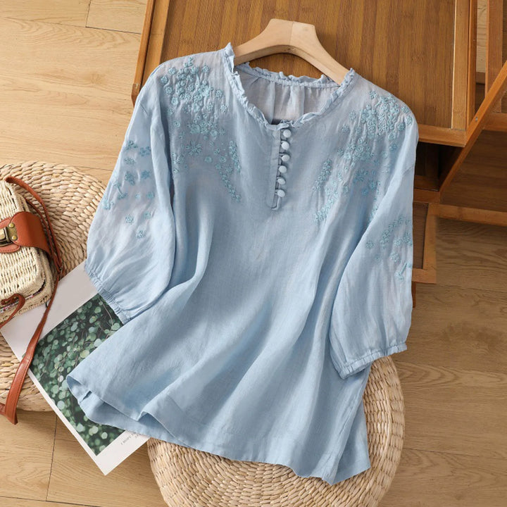 Elise Floral Button-Front Blouse