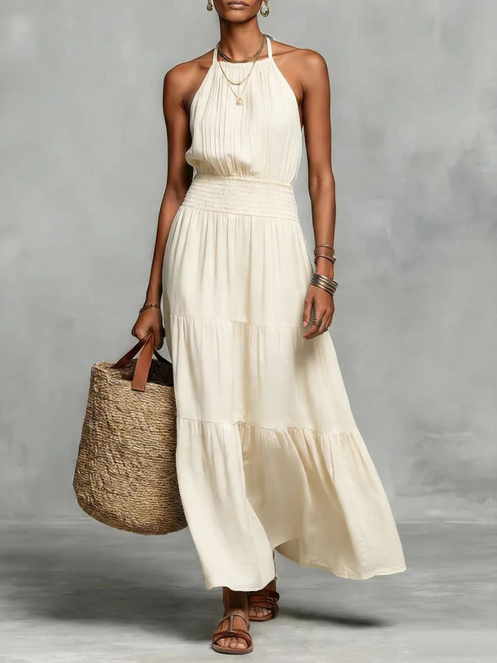Chloe Bohemian Halter Neck Tiered Maxi Dress