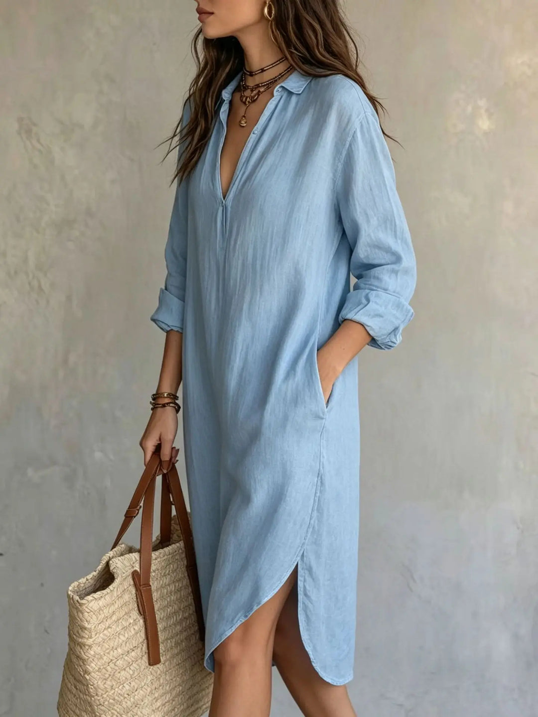 Elodie Pocket Midi Shirt Dress