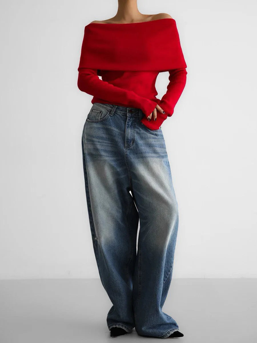 Eliza Foldover Neck Sweater