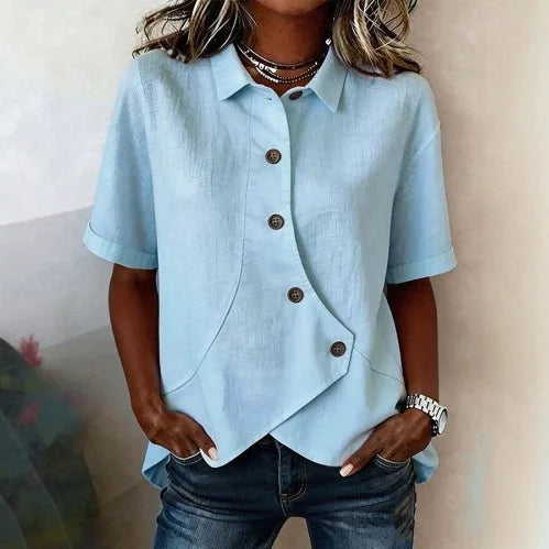Brielle Asymmetrical Button Blouse