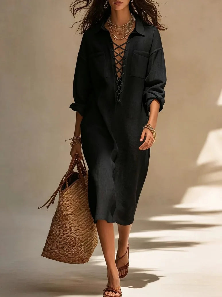 Madelyn Tie Front Midi Dress