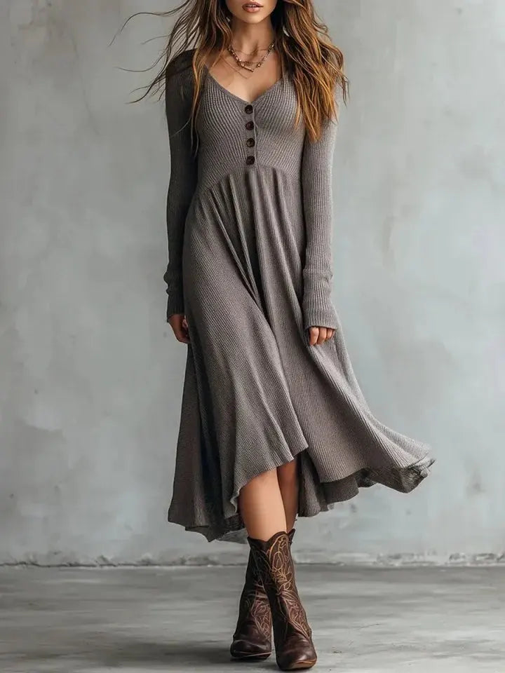 Coraline Long Sleeve A Line Midi Dress