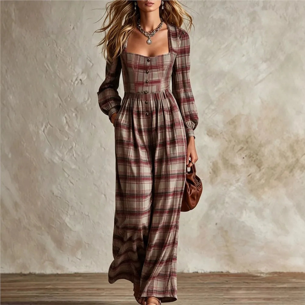 Rosalind Plaid Wide Leg Jumpsuit