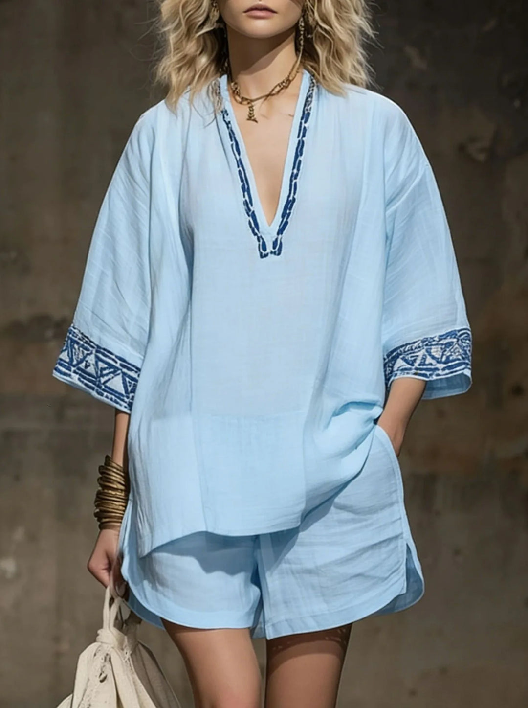 Melissa Boho Linen Shorts Set