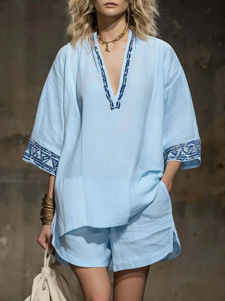 Melissa Boho Linen Shorts Set